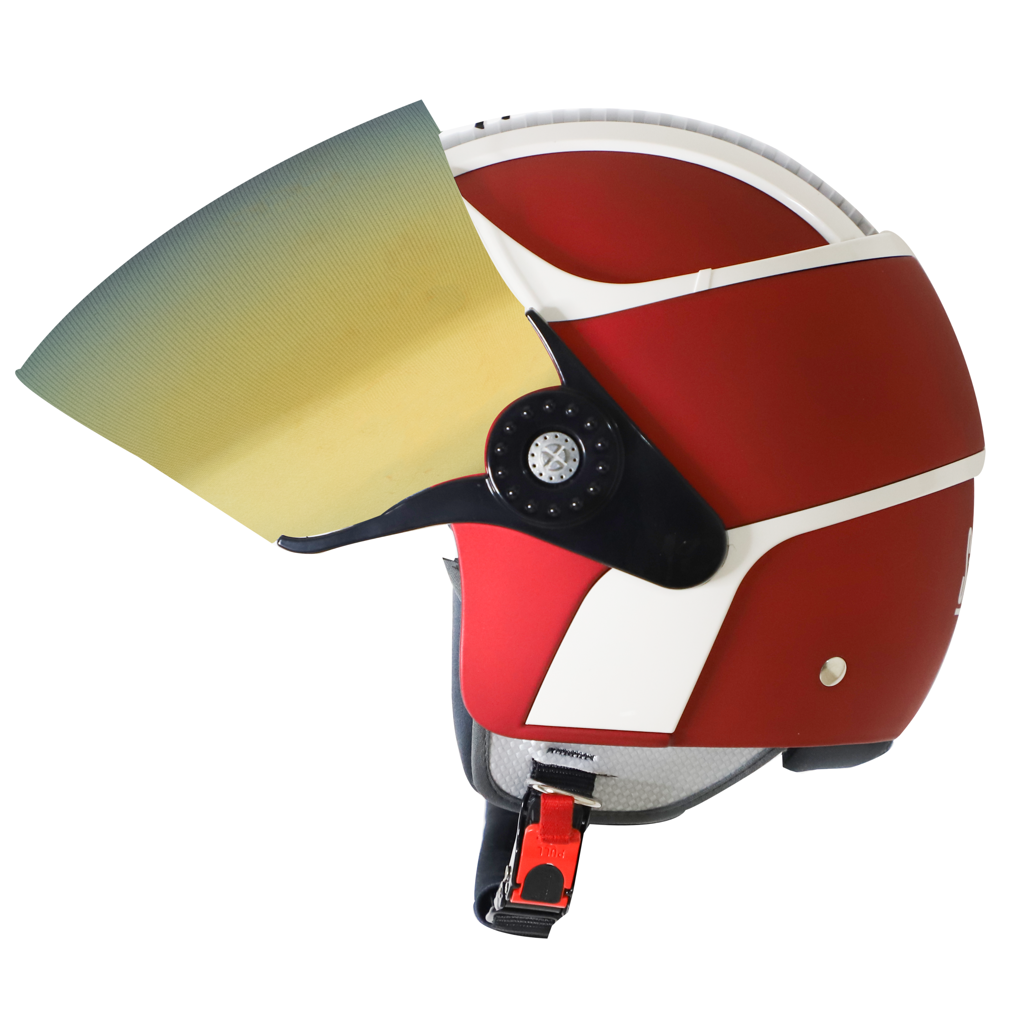 SB-29 AER MAT CHERRY RED WITH OFF WHITE  (FITTED WITH CLEAR VISOR WITH EXTRA CHROME BLUE VISOR FREE) 